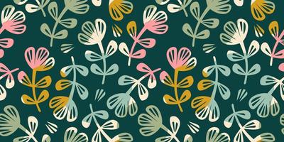 Folk floral seamless pattern. Modern abstract design for paper, cover, fabric, pacing and other vector