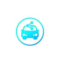 icono de servicio de coche compartido para web, coche y signo de compartir vector