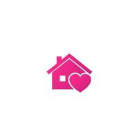 home with heart logo, vector icon