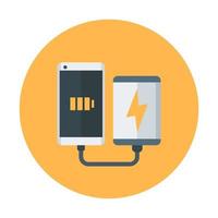 power bank and smartphone icon, portable phone charging device, flat design vector