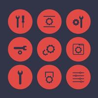 settings, configuration, development icons set, gears, wrench, instruments, vector illustration