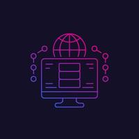 database and computer, network linear icon vector