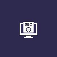 seo, icono de optimización de motores de búsqueda con computadora vector