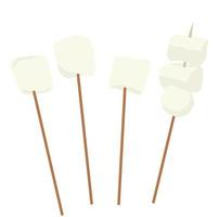 Set marshmallows on the branches stock vector illustration. Sweets. Isolated on a white background