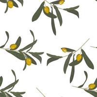 Olive branch with green olives seamless pattern.An endless pattern of green leaves. For wrapping paper. Ideal for wallpaper, surface textures, textiles. vector