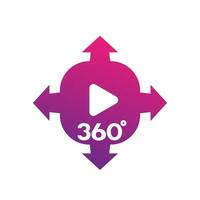 360 degrees panoramic video content icon over white vector