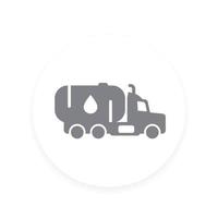 Gasoline tanker, truck with petroleum vector icon