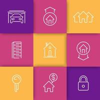 Real estate linear icons set, vector illustration