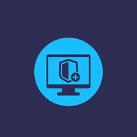 Security icon with add sign and computer vector