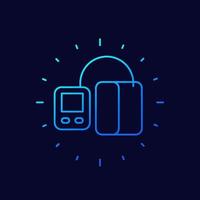 blood pressure monitor line vector icon