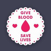 blood donation poster, vector badge