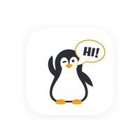 emoji with greeting pinguin vector