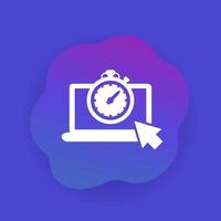 timer, countdown icon with laptop, vector