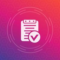 valid document vector icon, approved report, contract