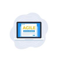 Agile development, vector icon with laptop computer