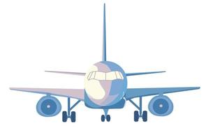 Airplane vector stock illustration. Flight on vacation and business trip. The object is in soft pastel colors. Poster for a boy. Air transportation. Isolated on a white background.