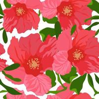 Vector stock illustration of a pomegranate Flower. Red delicate flower close-up. rosebud with delicate petals. An endless pattern. For wrapping paper. Ideal for wallpaper, surface textures, textiles.