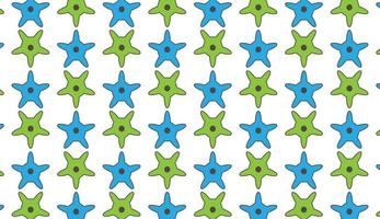Seamless pattern with star geometric motif. Modern style motif design in green and blue colors. Can be used for posters, brochures, postcards, and other printing needs. Vector illustration