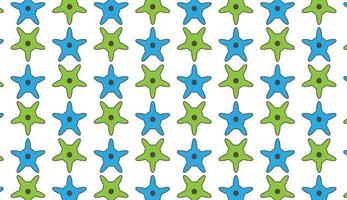 Seamless pattern with star geometric motif. Modern style motif design in green and blue colors. Can be used for posters, brochures, postcards, and other printing needs. Vector illustration