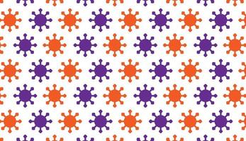 Seamless pattern with virus icon motif. Orange and purple modern style pattern design. Can be used for posters, brochures, postcards, and other printing needs. Vector illustration