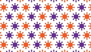 Seamless pattern with virus icon motif. Orange and purple modern style pattern design. Can be used for posters, brochures, postcards, and other printing needs. Vector illustration