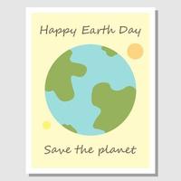 Happy earth day. Wall art image of earth, sun and moon. Suitable for wall decoration. Vector illustration