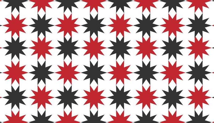 Seamless pattern with red and black stars isolated on white background. Can be used for posters, brochures, postcards, and other printing needs. Vector illustration