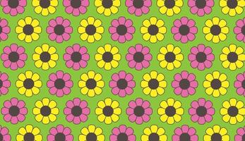 Seamless pattern. Modern sunflower pattern in yellow and pink colors. Flower geometric pattern. Can be used for posters, brochures, postcards, and other printing needs. Vector illustration