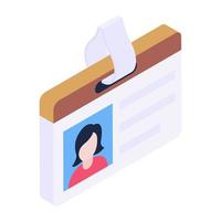Employee id card vector in modern isometric style, biodata card