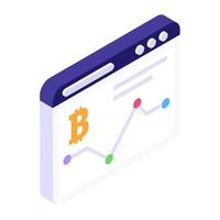 sitio web de bitcoin en estilo isométrico moderno, página web criptográfica vector