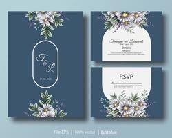 una hermosa tarjeta de invitación con una combinación de flores y colores suaves adecuada para complementar las necesidades de los diseños de invitaciones de boda vector