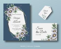 una hermosa tarjeta de invitación con una combinación de flores y colores suaves adecuada para complementar las necesidades de los diseños de invitaciones de boda vector