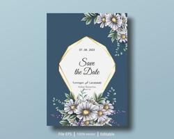 una hermosa tarjeta de invitación con una combinación de flores y colores suaves adecuada para complementar las necesidades de los diseños de invitaciones de boda vector