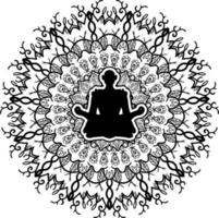 Yoga symbol, monochrome mandala art vector