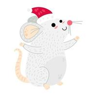 Xmas mouse cartoon character vector illustration