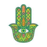 Hamsa Fatima Hand Tradition Talisman Colored Sign vector