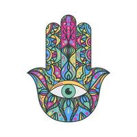 Hamsa Fatima mano talismán religioso signo de color vector