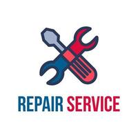 Repair service lettering flat vector logo design