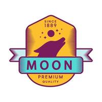 Moon color retro logo template vector