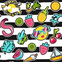 Summer patches color seamless vector pattern