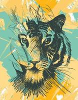 Grunge wild tiger vector