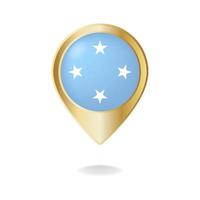 Micronesia flag on golden pointer map, Vector illustration eps.10