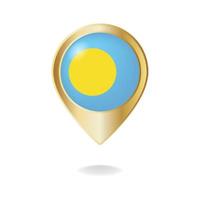 Palau flag on golden pointer map, Vector illustration eps.10