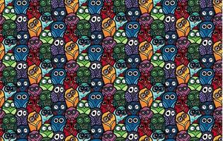 Owls hand drawn seamless pattern vector