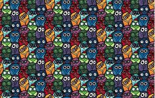 Owls hand drawn seamless pattern vector