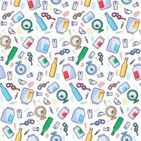 Recycle glass waste pattern with broken bottles vector