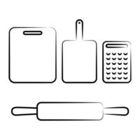 Collection of kitchen equipment line icons. Design element vector