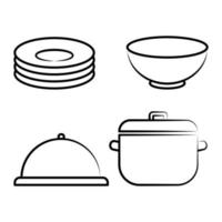 Collection of kitchen equipment line icons. Design element vector