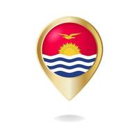 Kiribati flag on golden pointer map, Vector illustration eps.10