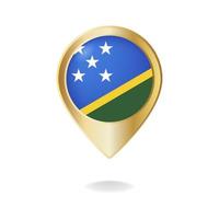 Solomon island flag on golden pointer map, Vector illustration eps.10